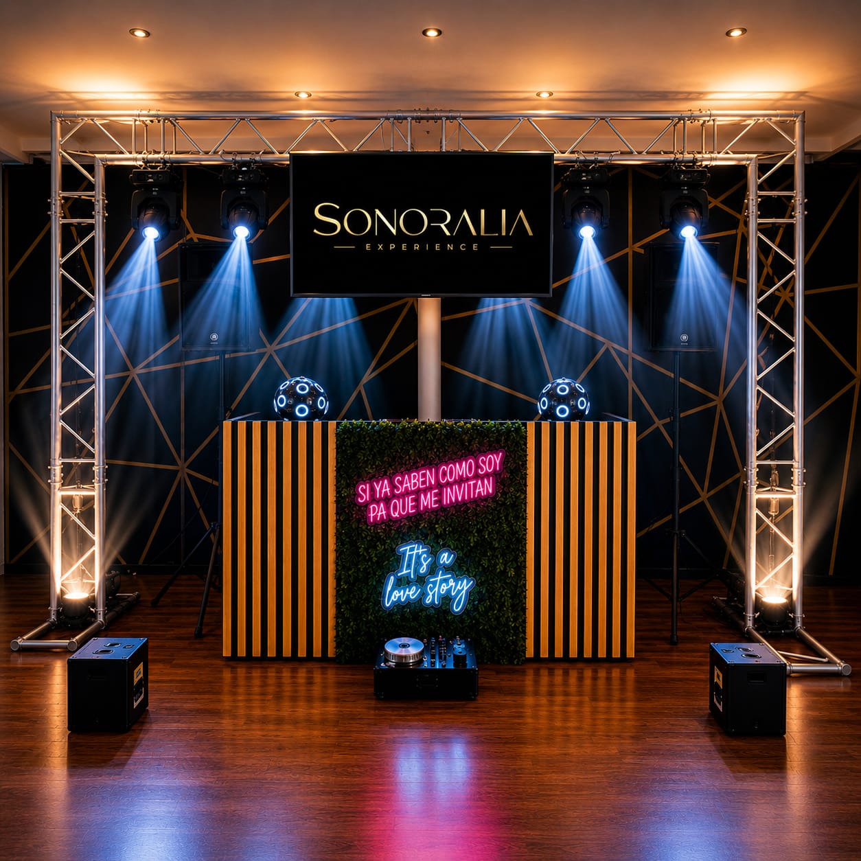 Cabina Sonoralia Experience il·luminada durant un esdeveniment