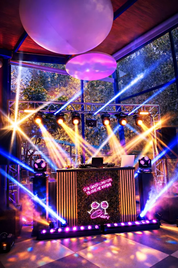 Chispas frías e iluminación de producción completa en una boda Sonoralia